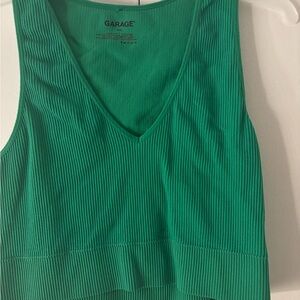 Garage Green Ribbed Crop Top